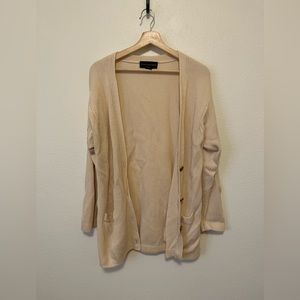 Classiques Entier Merino Wool Cream Ribbed Cardigan Sweater Brass buttons